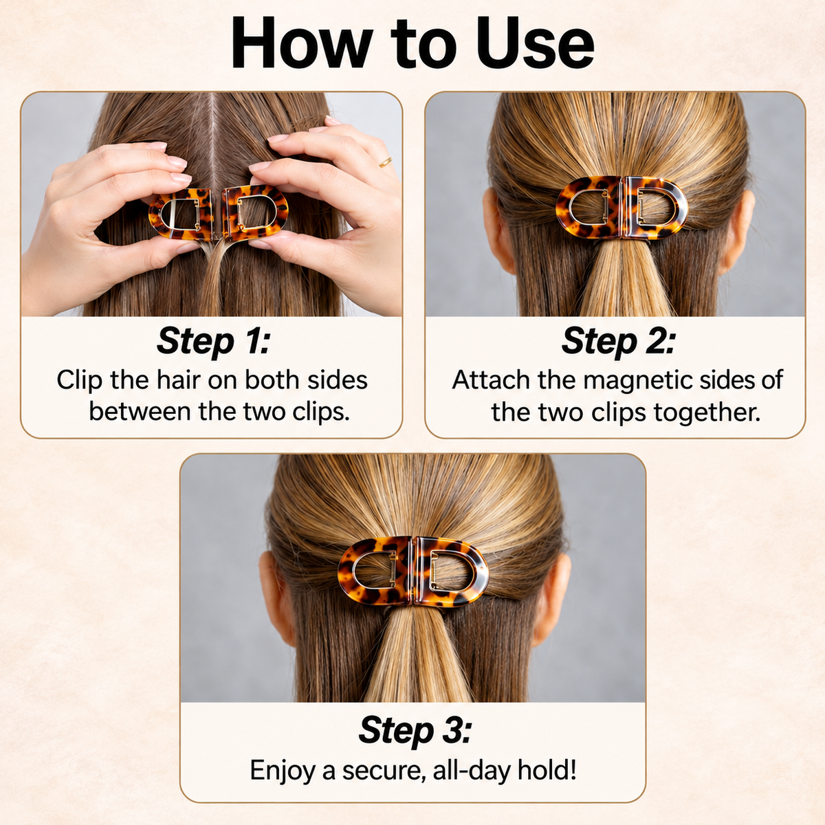 MAGNETIC HAIR CLAW CLIPS (1 PAIR)